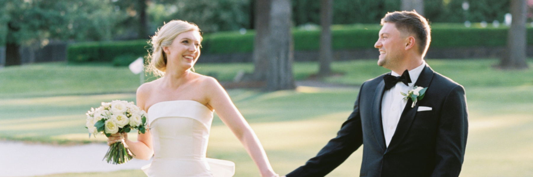 bride & groom at golf club wedding