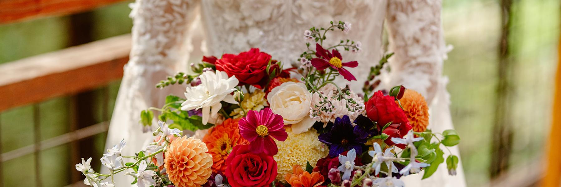 close up of a colorful bespoke bouquet