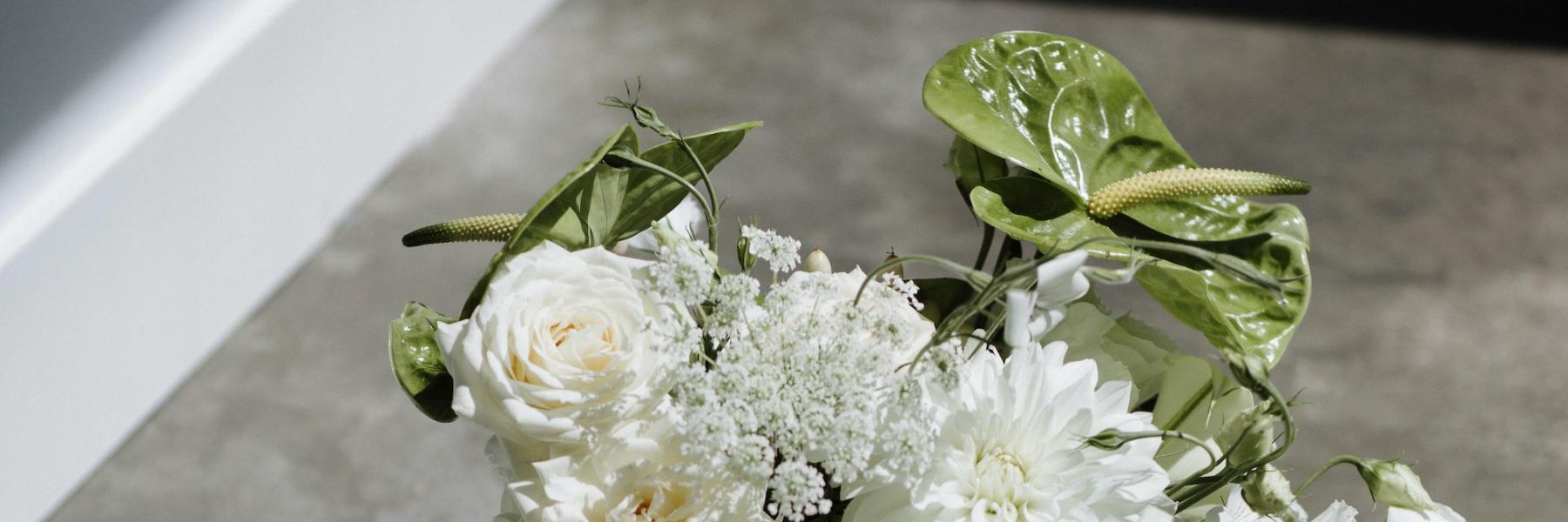 close up of bridal bouquet