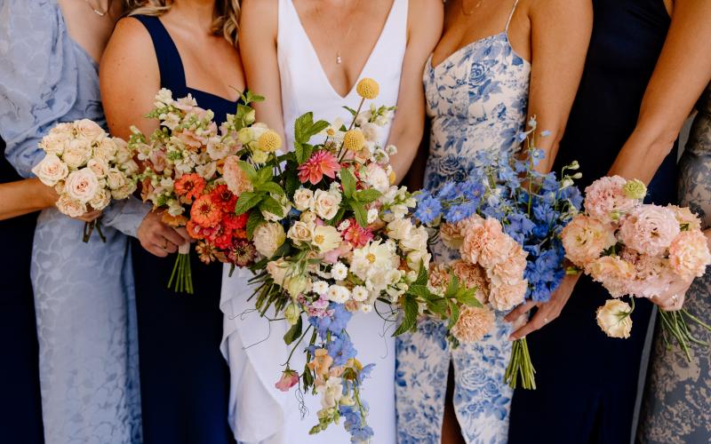 wildflower inspired single varietal bridesmaid bouquets 