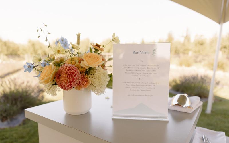 medium floral arrangement on a bar top