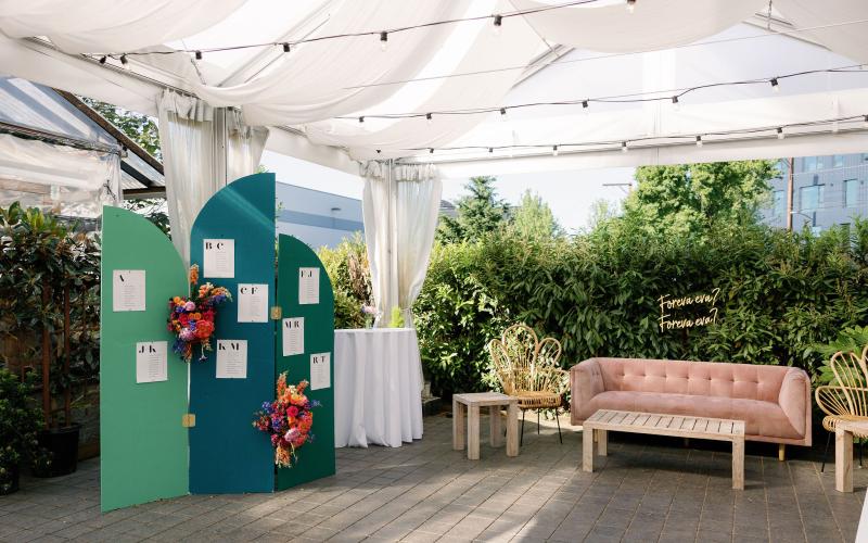 clusters of flowers on a custom seating chart