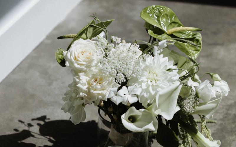 close up of bridal bouquet
