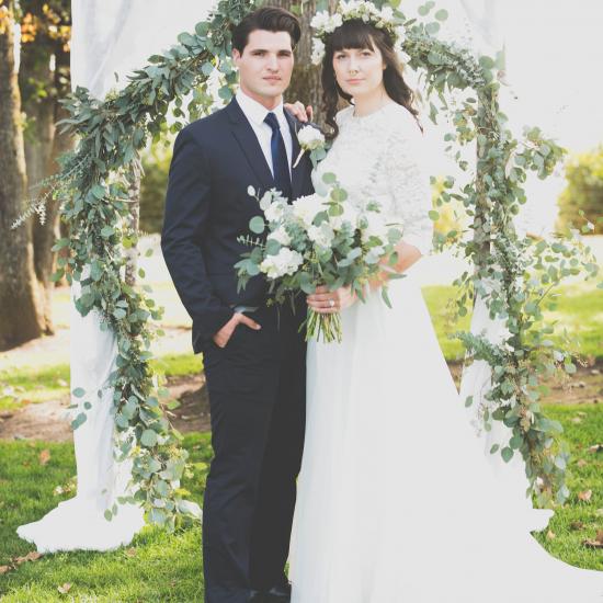 Hand Tie Bridal Bouquet, Boutonniere & Garland