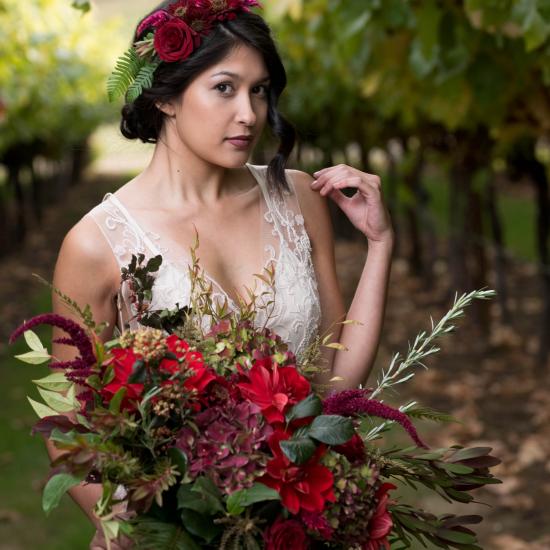 Emma with red bouquet