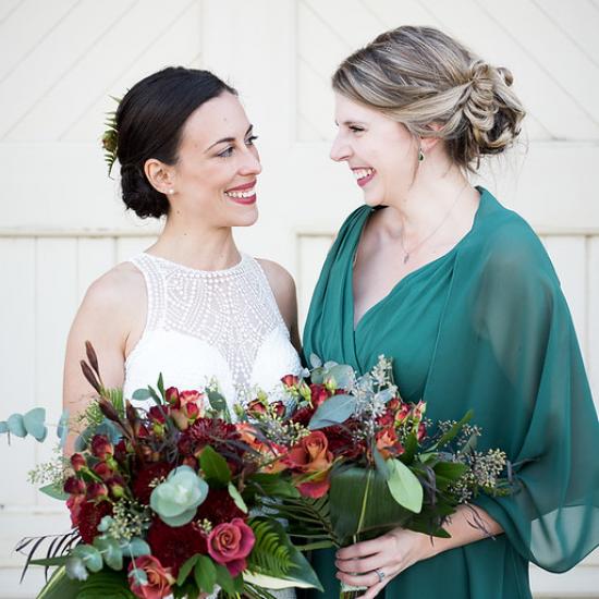 Hand Tie Bridal Bouquet & 6" Hand Tie Bride's Maid Bouquet