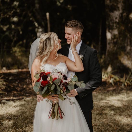 Hand Tie Bridal Bouquet, boutonniere