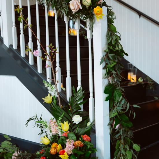 Garland and custom stair post design