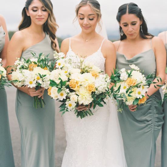 bridesmaids and bride