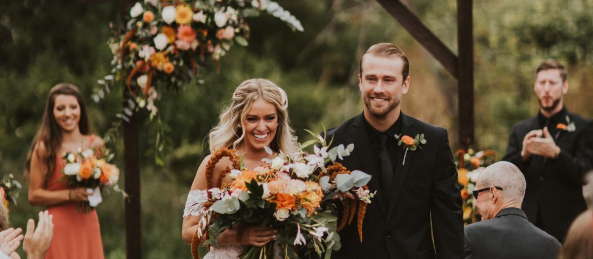 Ceremony Exit arbor, bespoke bouquet, floral bout